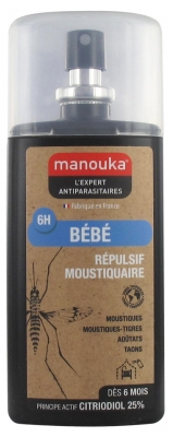 Manouka Baby Spray Anti-Moustiques Chambre de Bébé Toutes Zones 75 ml
