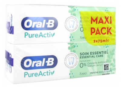 Oral-B Dentifrice PureActiv Soin Essentiel Lot de 2 x 75 ml