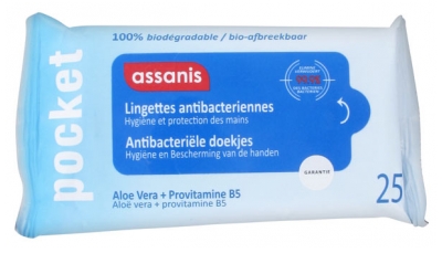 Assanis Pocket Lingettes Antibactériennes 25 Lingettes