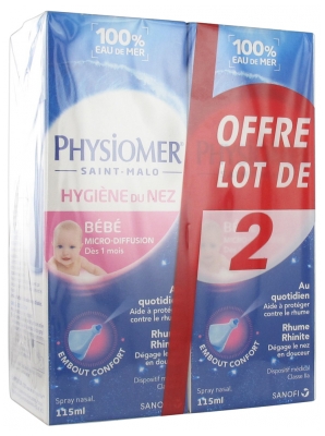 Physiomer Hygiène du Nez Bébé Micro-Diffusion Lot de 2 x 115 ml