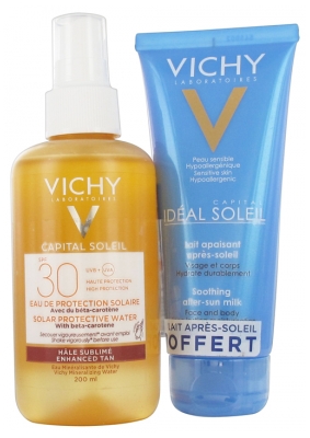 Vichy Capital Soleil Solar Protective Water Enhanced Tan SPF30 200ml + Idéal Soleil Soothing After-Sun Milk 100ml Free