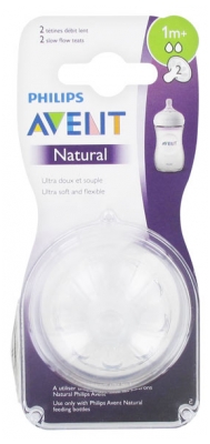 Avent Natural 2 Teats Slow Flow 1 Months and +