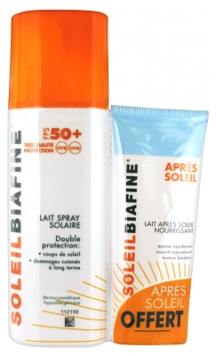 SoleilBiafine Lait Spray Solaire FPS 50+ 200 ml + Après Soleil Offert