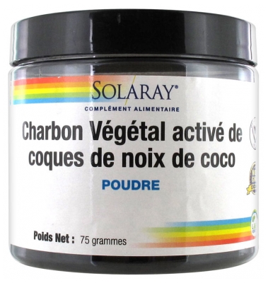 Solaray Charbon Végétal Activé de Coques de Noix de Coco Poudre 75 g