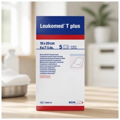 Essity Leukomed T Plus 5 Steriiliä Läpinäkyvää Imukykyistä Sidosta 10 x 20 cm