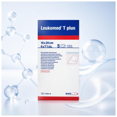 Essity Leukomed T Plus 5 Steriiliä Läpinäkyvää Imukykyistä Sidosta 10 x 20 cm