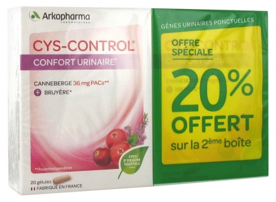 Arkopharma Cys-Control Confort Urinaire Lot de 2 x 20 Gélules
