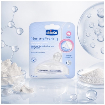 Chicco Natuurlijk Voelende Speen Medium Flow 2 Maanden en Ouder