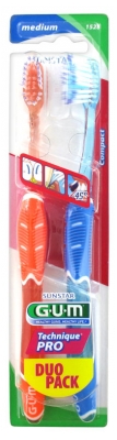GUM Technique Pro Duo Pack 2 Medium Toothbrushes 1528