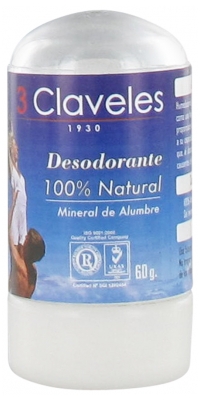 3 Claveles 100% Naturalny Dezodorant z Kamienia Ałunowego 60 g