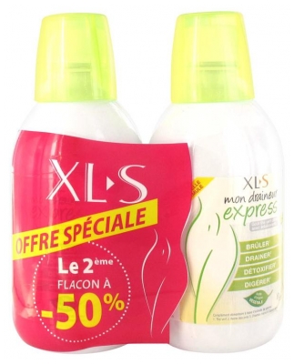 XLS Mon Draineur Express Lot de 2 x 500 ml - Goût : Thé Vert - Citron (à consommer de préférence avant fin 01/2021)