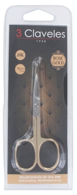 3 Claveles Pink Gold Curved Nail Scissors