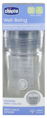 Chicco Well Being Bottle Glass Bottle 150ml Slow Flow 0 Months +