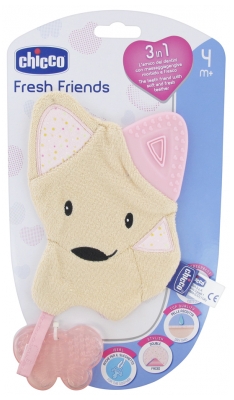 Chicco Fresh Friends Doudou de Dentition 3en1 4 Mois et + - Couleur : Rose