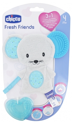 Chicco Fresh Friends Teething Cuddly Toy 3in1 4 Months and + - Colour: Blue