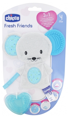 Jucărie de Pluș 3în1 Chicco Fresh Friends pentru Teether de la 4 Luni+ - Culoare: Albastru