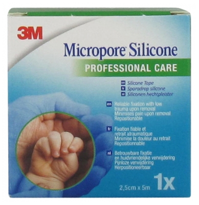 3M Microporo Silicona Esparadrapo de Cuidado Profesional 2.5 cm x 5 m