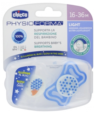 Chicco Physio Forma Light 2 Phosphorescent Silicone Soothers 16-36 Months
