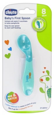 Chicco My First Spoon 8 Months and + - Colour: Water Green Fishes