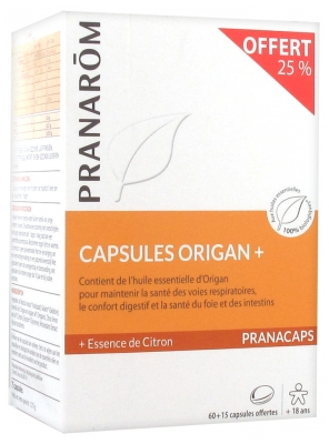 Pranarôm Pranacaps Origan+ Organic 60 Gel-Caps + 15 Free