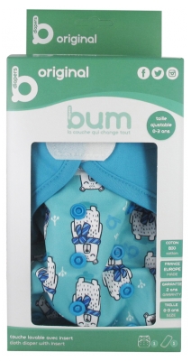 Bum diapers Couche Lavable avec Insert de 0 à 3 ans - Modèle : Sacha l'ours