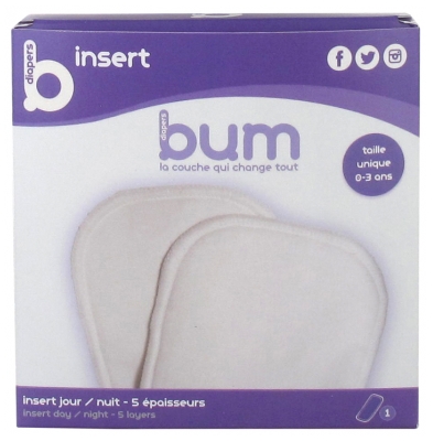 Bum diapers Insert jour/nuit 5 Épaisseurs Taille Unique 0 à 3 ans