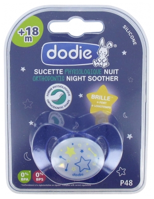 Dodie Silicone Orthodontic Night Soother 18 Months and + N°P48 - Model: Stars