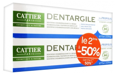 Cattier Dentargile Dentifrice Protection Quotidienne Lot de 2 x 75 ml