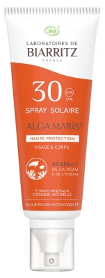 Laboratoires de Biarritz Alga Maris Spray Solaire Visage et Corps SPF30 Bio 100 ml