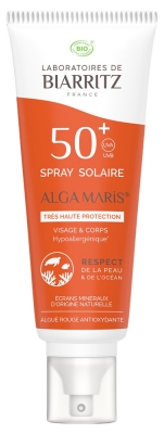 Laboratoires de Biarritz Alga Maris Spray Solaire Visage et Corps SPF50+ Bio 100 ml