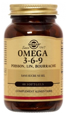Solgar Omega 3-6-9 Fisch, Leinen, Borretsch 60 Kapseln