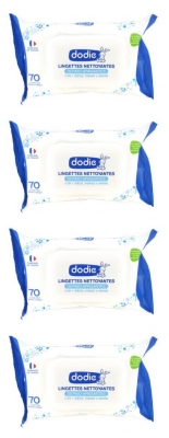 Dodie Dermo-Beruhigende Reinigende Feuchttücher Pack von 4 x 70 Feuchttücher