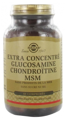 Solgar Extra Concentré Glucosamine Chondroïtine MSM 60 Comprimés