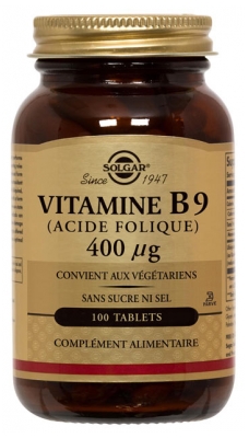 Solgar Vitamine B9 (Acide Folique) 400 µg 100 Comprimés