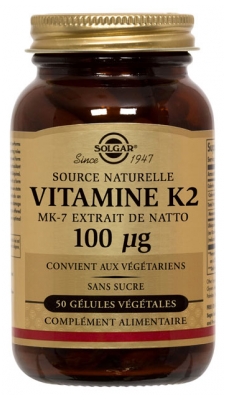 Solgar Vitamin K2 MK7 Natto Extract 100µg 50 Vegetable Caspules
