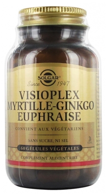 Solgar Visioplex Myrtille-Ginkgo Euphraise 60 Gélules Végétales