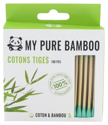 Denti Smile My Pure Bamboo Cotons Tiges Colorés 100 Pièces - Colore: Verde