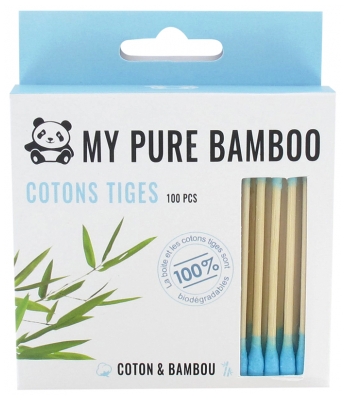 Denti Smile My Pure Bamboo Cotons Tiges Colorés 100 Pièces - Couleur : Bleu