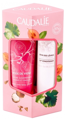 Caudalie Rose de Vigne Crème Gourmande Mains & Ongles 30 ml + Soin des Lèvres 4,5 g