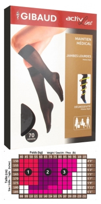 Gibaud ActivLine Support Socks 70 Denier Black - Rozmiar: Rozmiar 1