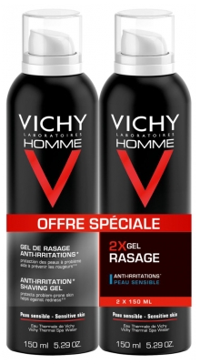 Vichy Homme Gel de Rasage Anti-Irritations Lot de 2 x 150 ml