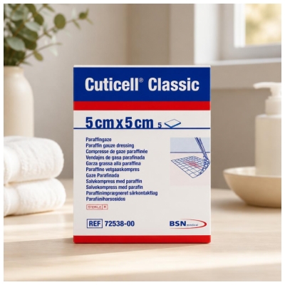 Essity Cuticell Classic 5 Compresses de Gaze Paraffinée 5 cm x 5 cm