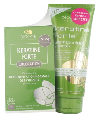 Biocyte Keratine Forte Colouring 60 Capsules + Keratine Forte Shampoo 200ml Offered