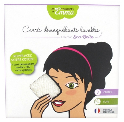 Les Tendances d'Emma Collection Eco Belle Washable Make-up Removal Square 3 Ecru Squares