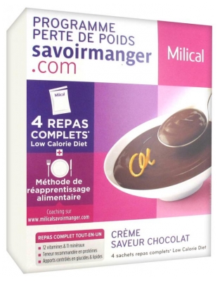 Milical Programme Perte de Poids Crème 4 Sachets - Saveur : Chocolat (à consommer de préférence avant fin 05/2021)