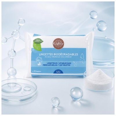 Gifrer Biologisch Afbreekbare Doekjes met Thermaal Water uit de Auvergne 60 Doekjes
