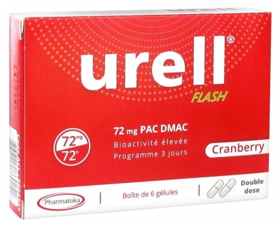 Pharmatoka Urell Flash Cranberry 6 Gélules (à consommer de préférence avant fin 06/2021)