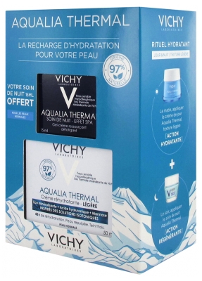 Vichy Aqualia Thermal Crème Réhydratante Légère 50 ml + Soin de Nuit Effet SPA 15 ml Offert