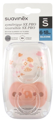Suavinex 2 Soothers with Reversible Teat SX Pro from 6 to 18 Months - Model: Elephant and nature peach