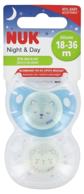 NUK Night & Day 2 Sucettes Silicone 18-36 Mois
